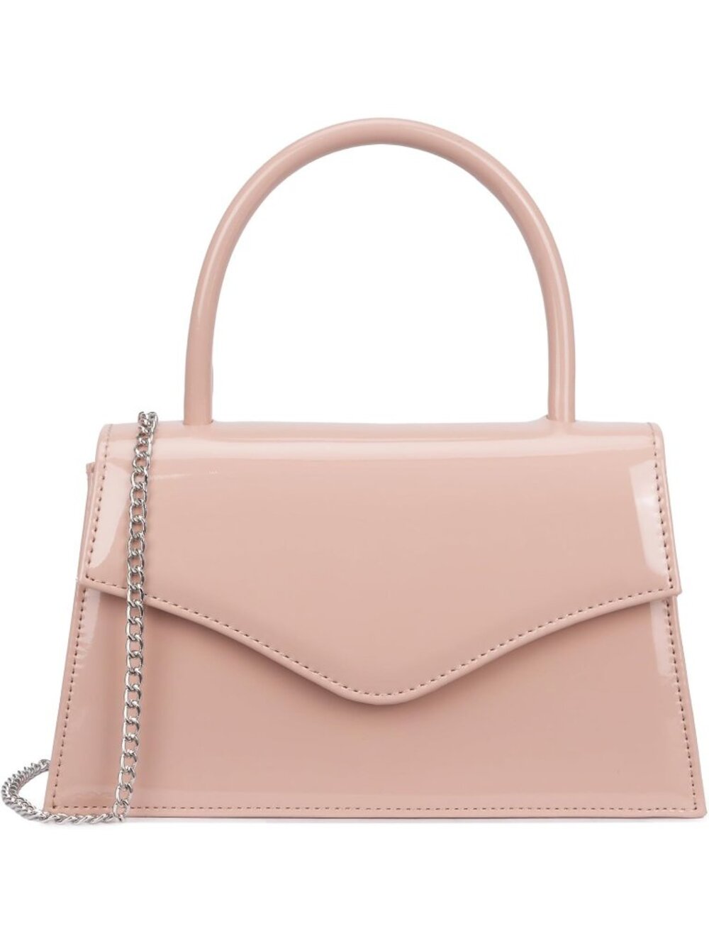 Women's Blush Pink Patent Top Handle Clutch Purse Formal Wedding Evening Bag
